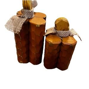 Hobby Lobby Wooden Carved Pumpkin Decor Fall Halloween SET Harvest Thanksgiving